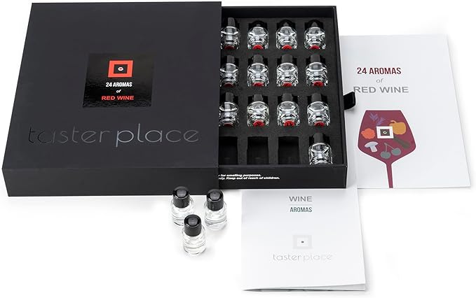 24 Red Wine Aromas - TASTERPLACE AROMA SET - English – for Sommeliers – for Wine Lovers – Tasting Tool…