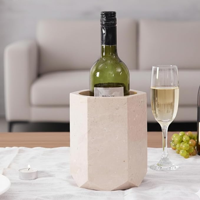 Radicaln Marble Wine Chiller Bucket 6.5 Inch Verona 750ml Wine Bottle Cooler & Champagne Chiller, Ice-Free Wine Cooler for Bar Cart, Kitchen Decor, Gift for Wine Lovers, Wedding & Housewarming Gift