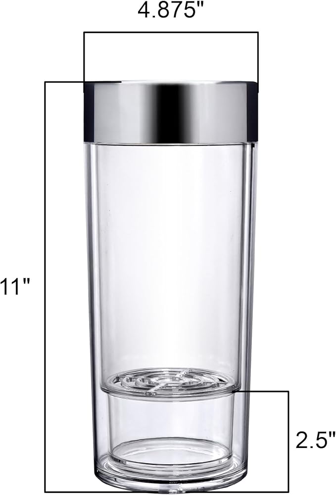 Amazing Abby - VinoChill - Acrylic Double-Wall Wine Chiller with Ice Chamber, Clear Plastic Insulated Champagne Bucket with Enhanced Cooling Bottom, Great for Party, Dinner, and Outdoor Entertaining