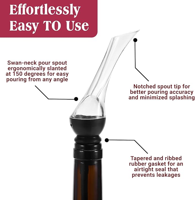 EYE4TECH Wine Aerator Pourer Spout - Premium Wine Decanter for Improve Taste and Smell - Professional Wine Pourer Fits All Wine Bottles, No Drip and No Spill - Wine Accessories Gifts for Wine Lovers