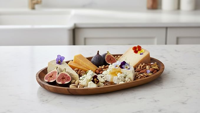 Woodard & Charles Large Acacia Oval Tray, 10" X 15"