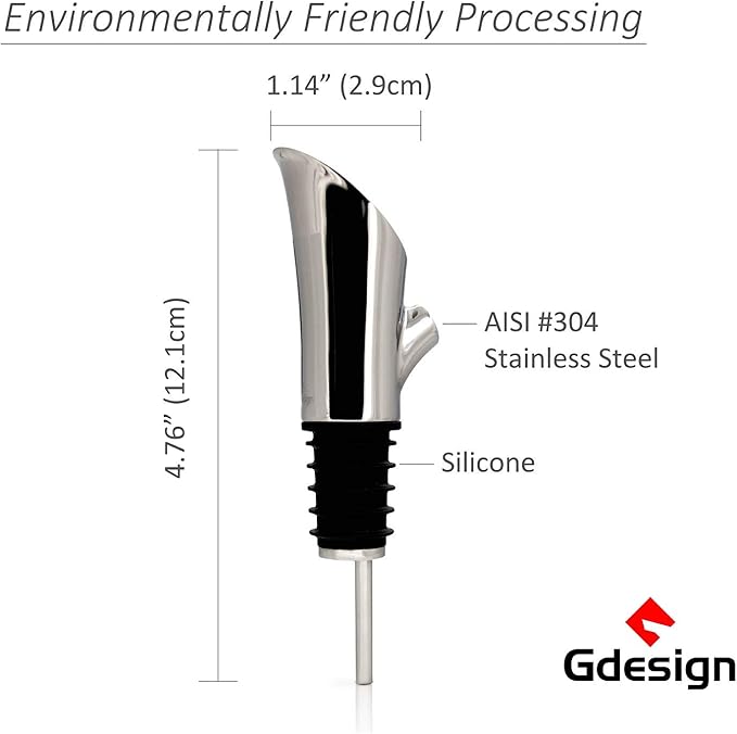 Gdesign Wine Aerator Pourer - Premium 304 Stainless Steel Wine Decanter Spout with Air Tube - No Drip, No Spill Design - Instant Aeration for Enhanced Flavor - Perfect Wine Gift Set for Enthusiasts