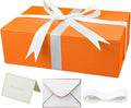 YINUOYOUJIA Large Orange Gift Box with Lid,14"x9"x4.5" Magnetic Gift Boxes with Ribbon,Cards and Envelopes for Presents,Great for Wedding,Birthdays,Crafting,Gift Packaging.