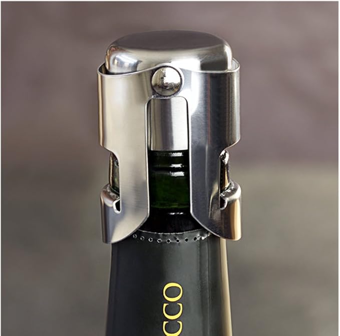 Champagne Sealer Stopper, BGMAX 3 Pack Stainless Steel Sparkling Wine Bottle Plug Sealer Set with a Longer Sealing Plug, Gifts Accessories for Champagne