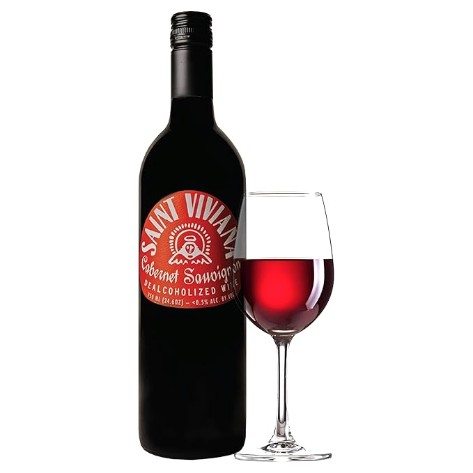 Saint Viviana Non-Alcoholic Cabernet Sauvignon, Non Alcoholic Red Wine, Gluten Free, Low Sugar, Zero Proof, California Dealcoholized Wine, Blackberry, Plum, Coffee & Vanilla Notes, 24.6 fl oz Bottle