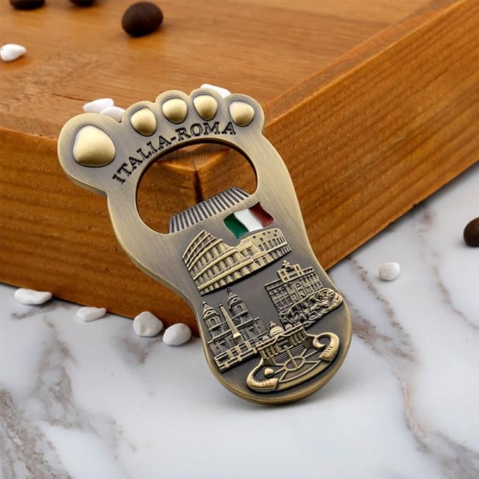 Footprint Bottle Openers,Metal Refrigerator Sticker Opener Italian Bigfoot Tourist Souvenirs Retro Crafts Creative Beer