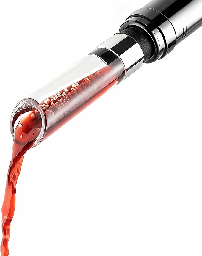D&Slifei Wine Aerator Pourer and Decanter Spout Quickly Enhance Flavors and Aroma, Clear and Stainless Steel Design, Easy to Use and Clean