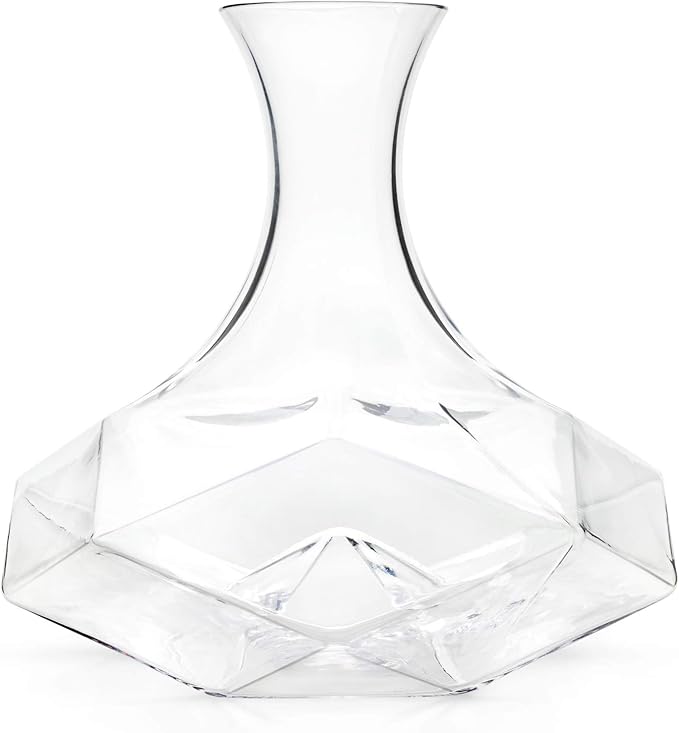 Viski Faceted Wine Decanter, Lead-Free Crystal Carafe for Red and White Wine with Broad Base for Aeration, Elegant Large Pitcher for Wedding Gifts, Housewarming Essentials, 64 oz (1.9 L), Set of 1