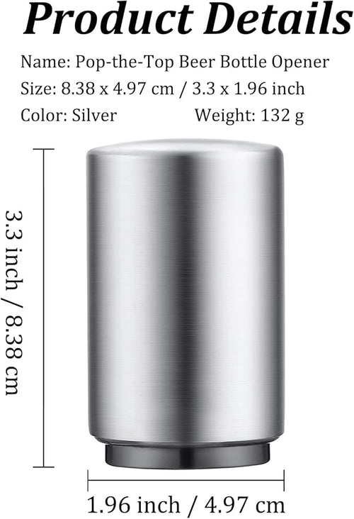 6 Pack Premium Beer Bottle Opener (Silver), Automatic Bottle Openers, Stainless Steel Push Down Beer Opener, No Damage to Bottle Cap, Portable Pop the Top Bottle Opener for Home Bars Camping Party