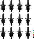 Plastic Liquor Bottle Pourers Black- 12 Pack Classic Bottle Pourers for Alcohol, Leak-Proof, Dishwasher-Safe Pour Spouts for Liquor Bottles (black)