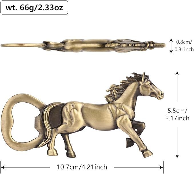 Horse Bar Gift Set, Horse Beer Opener & Horse Head Wine Stopper, Equestrian Gifts for Men, Dad, Coach, Horses Lovers, Bronze with Gift Boxes, Perfect Birthday, Father’s Day, Xmas Present