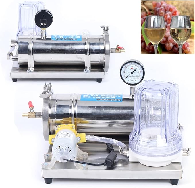 Stainless Steel Wine Beer Mead Liquid filter, Three-stage Filtration Technology Mini Liquor Filter System Small Household Wine Filtering Machine Alcohol with Brewing Kit for DIY Whisky Wine Brandy