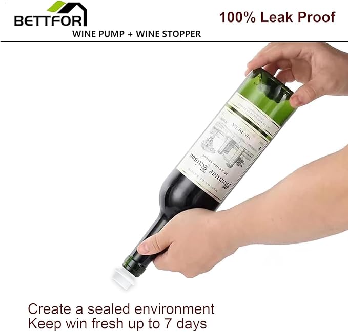 Wine Saver Pump with 4 Vacuum Wine Stoppers, Wine Bottle Stoppers with Food Grade Silicone Leak proof Keep Fresh Suitable for All Standard Wine Bottles