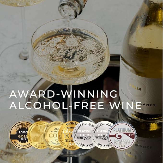 BOLLE Blanc de Blancs - Non Alcoholic Wine - Premium Alcohol Free Sparkling White Wine with Bright Citrus Freshness, Award Winning Champagne Alternative, Champagne Style - 750ml