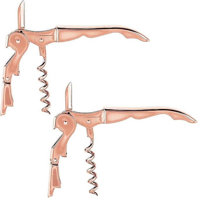 Mirage Corkscrews Wine Key Double Hinge Wine Opener Waiter Corkscrews Rose Gold 2 PCS