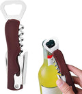 Stainless Steel Wine Key with Foil Cutter:Waiters Corkscrew Opener Beer Bottle Opener (Wine Red)