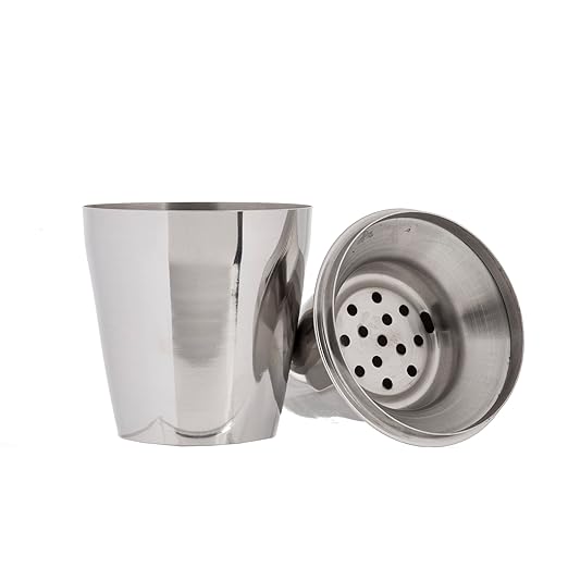 TableCraft 375 3-Piece Stainless Steel Cocktail Shaker, Bar Shaker with Built-In Strainer for Bartenders, Perfect for Mixing Cocktails, Margaritas – Durable Stainless Steel, Dishwasher Safe, 8oz