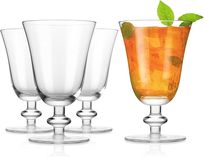 Royalrose Premium Delight Vintage Red Wine Glassware Set of 4 – 10 oz Goblets for Wine, Cocktails, Sparkling Water, Elegant Drinkware for Entertaining or Daily Use (Vintage Goblets Glasses)