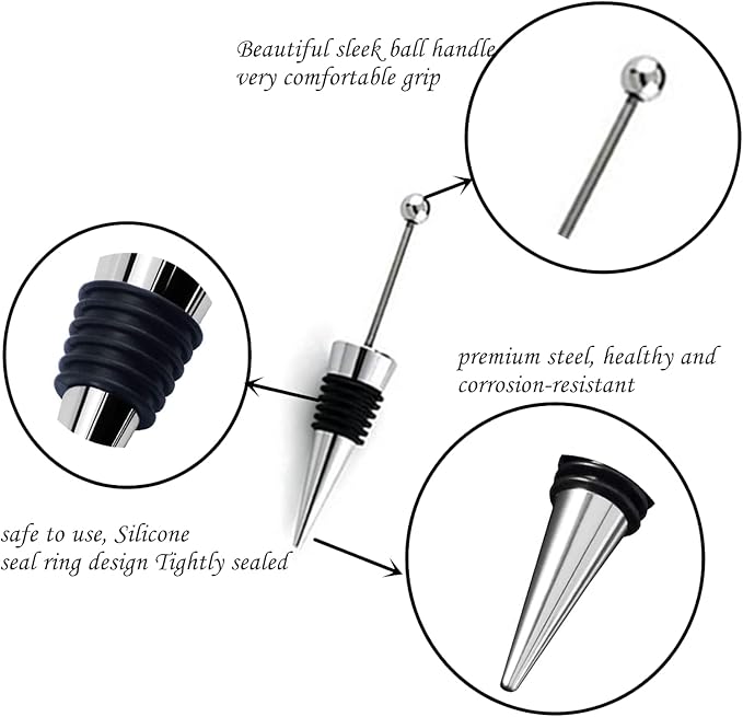 Wine Stopper Bottle Stopper, 50Pcs Stainless Steel Wine Stoppers, Reusable Wine Corks for Beverage, Silicone Wine Stopper For Gifts, Holiday Party, Wedding, Bar