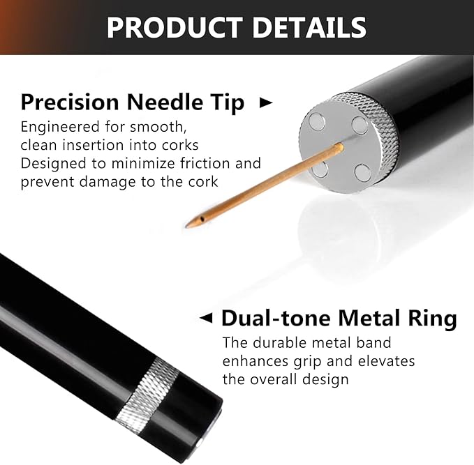 Loritia Aeropop Wine Bottle Opener - NUCOKRS Portable Needle Type Air Pressure Corkscrew Manual 3-7 Pumps to Open for Travel, Parties, Home, Picnic and Restaurant, Perfect for Wine Lovers Silver