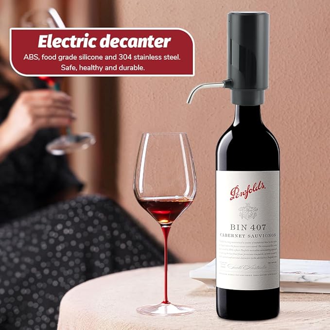 Electric Wine Decanter Aerator, Automatic One-Touch Quick-Pour Dispenser with USB Rechargeable Battery, Wine Air Aerator Pourer Spout