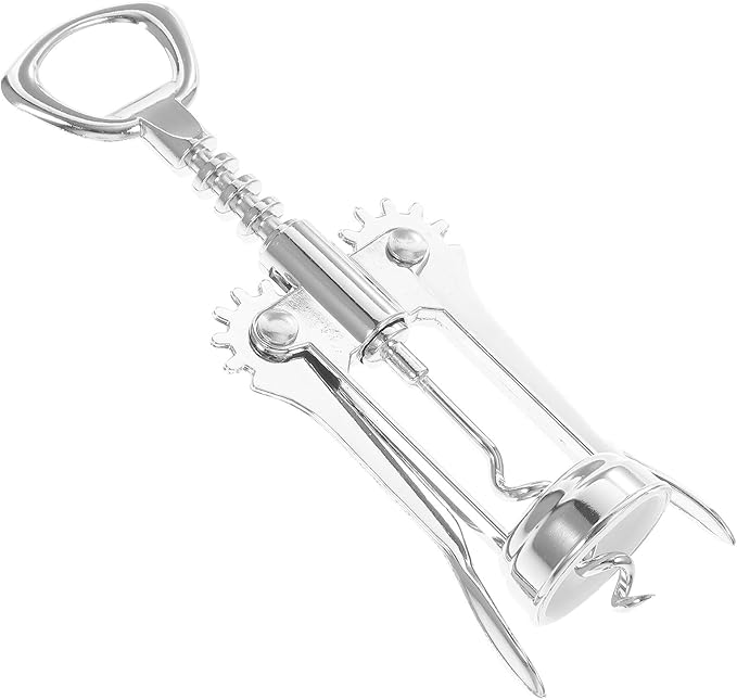 Artibetter Wing Corkscrew Wine Opener Manual Bottle Opener Stainless Steel Versatile Bar Tool for Wine and Beer Bottles Silver