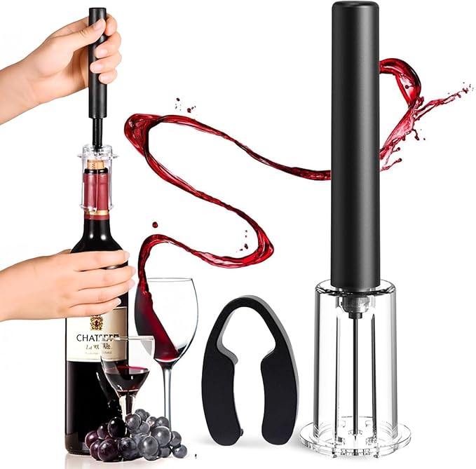 Wine Opener and Foil Cutter 2-Piece Set, NUCOKRS Effortlessly Air Pressure Corkscrew, Opens Bottles in 3-7 Pumps, No Electricity, Easy to Use, Gift for Wine Lovers