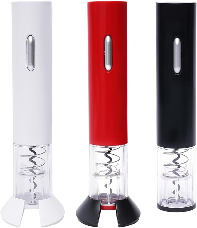 Electric Wine Opener, Automatic Electric Wine Bottle Corkscrew Opener Battery Power Supply Bottle Opener with Foil Cutter Gifts for Wine Lovers Kitchen Gadgets for Home, Party, Outdoor (Red)