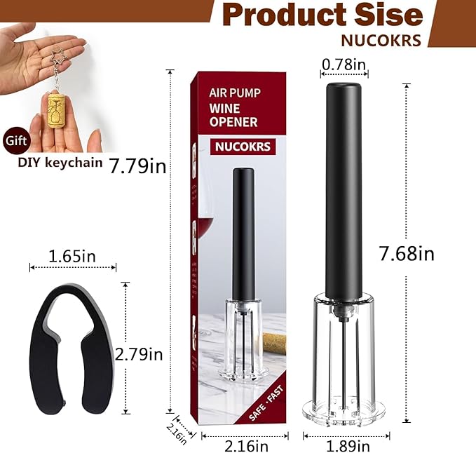 Wine Opener and Foil Cutter 2-Piece Set, NUCOKRS Effortlessly Air Pressure Corkscrew, Opens Bottles in 3-7 Pumps, No Electricity, Easy to Use, Gift for Wine Lovers