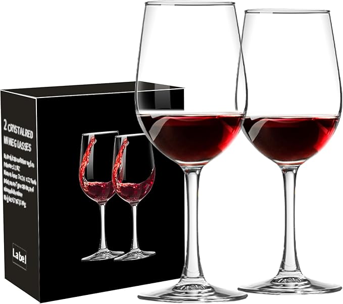 Long Stem Wine Glasses Set of 2, 10 OZ, for Red and White Wine, Perfect for Christmas and Mother's Day