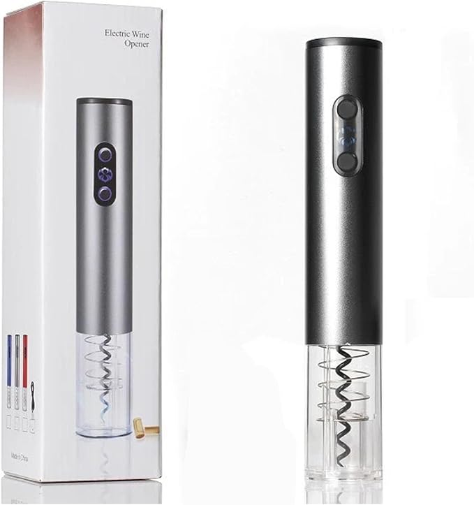 Electric Wine Opener, Battery Operated Wine Bottle Openers One-click Button Reusable Automatic Wine Corkscrew Remover for Wine Lovers Gift Home Kitchen Party Bar Wedding,Gray