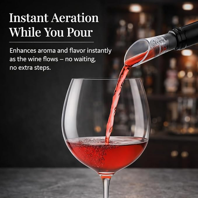Ultimate All-in-One rabbit wine opener Set – 7 Essential Accessories Included – Complete corkscrew wine opener Kit with Aerator, Stopper & Stand – Premium wine bottle opener for Wine Lovers