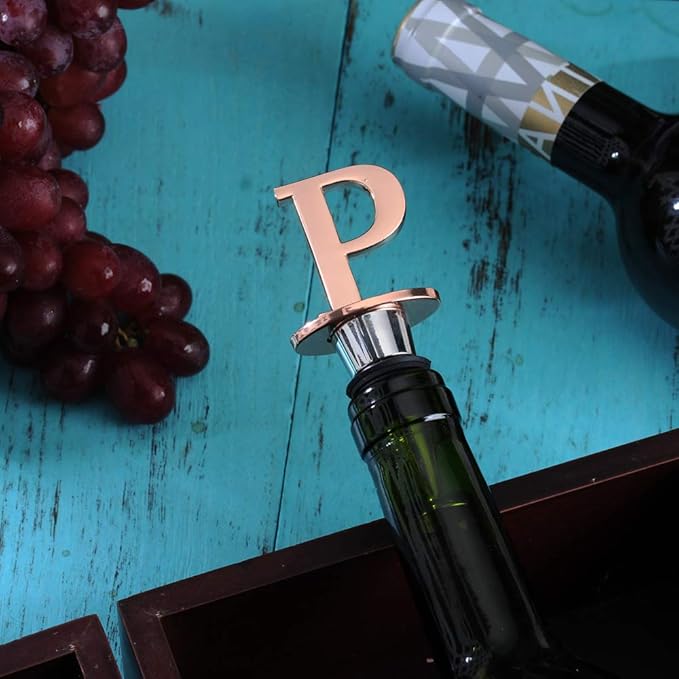 Miicol Prosecco Stopper - Personalised Champagne Stopper, Rose Gold Wine Accessories, Wine Lovers Gift, Monogram Gift, Letter P