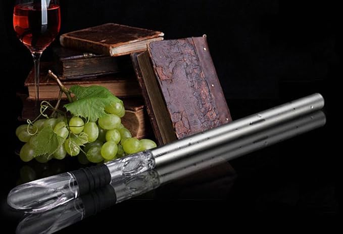 DERNORD Wine Chiller 3-in-1 Stainless Steel Wine Bottle Cooler Stick Freezer with Aerator and Pourer for Chilling Longer, Pouring and Aerating Wine for Christmas and Birthday Gifts