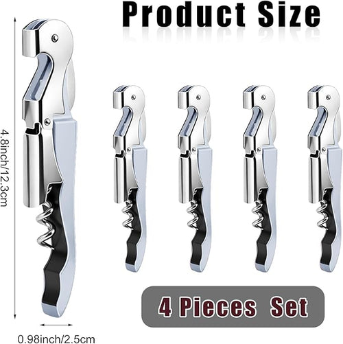 4 Pieces Professional Waiter Corkscrew Wine Openers, Pink Wine Keys Opener Stainless Steel Hinges Serrated Foil Cutter for Restaurant Waiters, Sommelier, Bartenders (White)