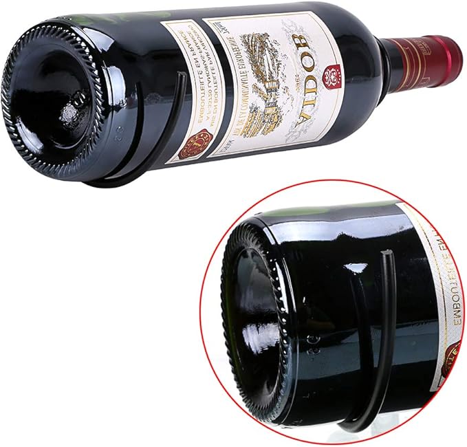 Hipiwe Set of 6 Wall Mounted Wine Rack Holders - Metal Wine Bottle Display Holder with Hardware, Wall Hanging Red Wine Bottle Organizer Racks for Storage Beverages/Liquor Bottle