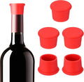 PATIKIL Silicone Wine Stoppers, 6 Pcs Reusable Bottle Cover Wine Corks Bottle Caps Wine Saver Seal Keep Fresh for Beer Beverage Drink, Red