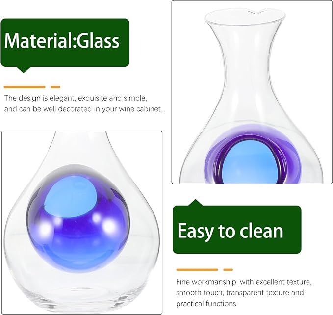 Luxshiny Glass Wine Decanter with Ice Cavity 14Oz Cold Sake Carafe and Whiskey Dispenser for Home Bar and Dinner Parties