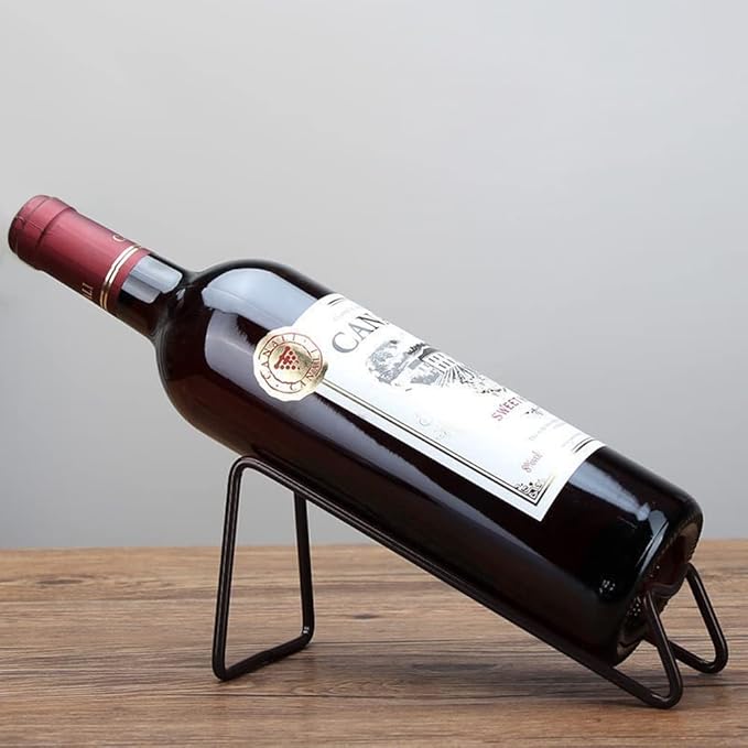 4Pcs Simple Wine Rack, Tabletop Wine Display Rack Wine Bottle Holder, Gift for Kitchen Home Decoration (Black)