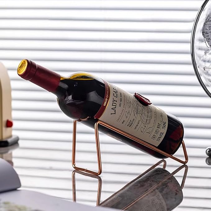 4Pcs Simple Wine Rack, Tabletop Display Holder for Bottles, Gift for Kitchen Home Decoration (Rose Gold)