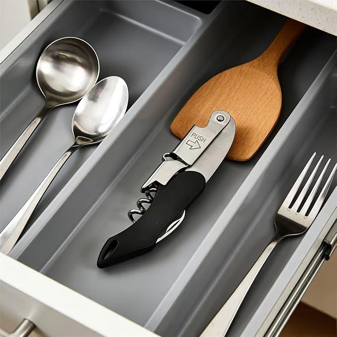 2-piece server corkscrew - a professional wine opener designed specifically for servers and bartenders, featuring a heavy-duty double-hinge design | made of durable stainless steel（ black）