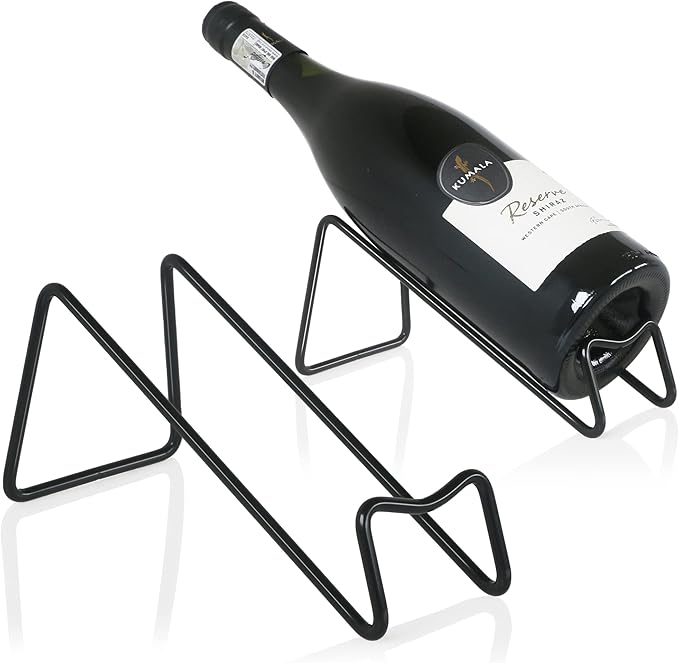 Metal Wine Rack Freestanding -Tabletop Wine Rack Holder - Countertop Wine Bottle Holder - Geometric Design for Table Top Wine Bottle Storage Rack,Perfect Wine Holder Stand (Black)