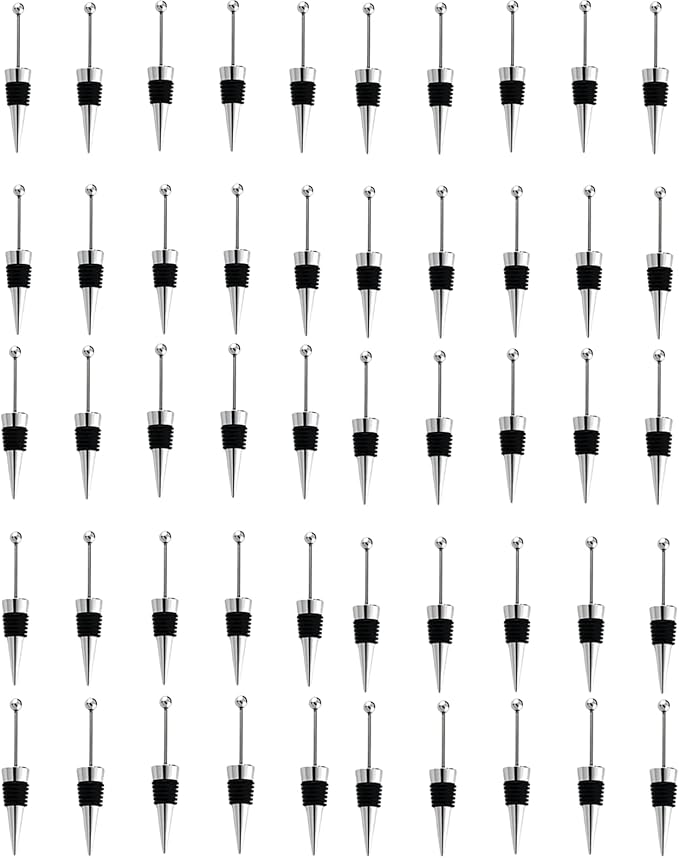 Wine Stopper Bottle Stopper, 50Pcs Stainless Steel Wine Stoppers, Reusable Wine Corks for Beverage, Silicone Wine Stopper For Gifts, Holiday Party, Wedding, Bar