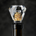 Halyhun Rustproof Glass Diamond Wine Stopper 1pcs, Decorative Crystal Wine and Beverage Bottle Stopper for Kitchen, Elegant Wine Stopper with Gold Foil décor, Made of Premium Glass and Silicone, Clear