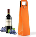 RYDDOY Wine Gift Bag, Reusable Leather Wine Tote Carrier, Single Bottle Champagne Beer Gift Bags Carrier for Birthday, Wedding, Picnic Party, Christmas festival Gifts (Orange)