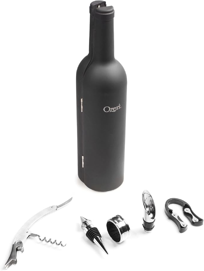 Ozeri 5-Piece Wine Bottle Corkscrew & Accessory Set, Black