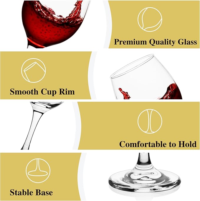 Wine Glasses Set of 12, 11 oz Clear Wine Glass Set, Red/White Wine Glasses with Pretty Gift Box for Birthday,Christmas,Party,Restaurant,Home Bar and Decorations