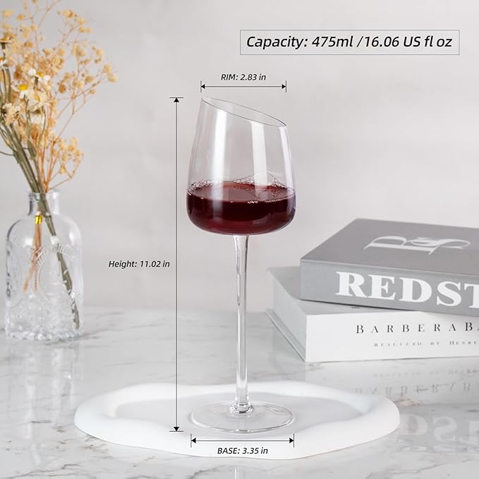 KAMMAK Wine Glasses Set of 2, 16.06 oz Hand Blown Crystal Bordeaux Wine Glasses, Thin Rim & Long Stem, Perfect for Red & White, Daily Use, Wedding or Birthday Gift with Gift Box, XH-H280 Matte