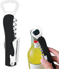 Stainless Steel Wine Key with Foil Cutter:Waiters Corkscrew Opener Beer Bottle Opener (Black)
