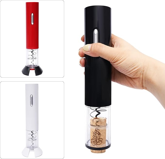Electric Wine Opener, Automatic Electric Wine Bottle Corkscrew Opener Battery Power Supply Bottle Opener with Foil Cutter Gifts for Wine Lovers Kitchen Gadgets for Home, Party, Outdoor (Red)